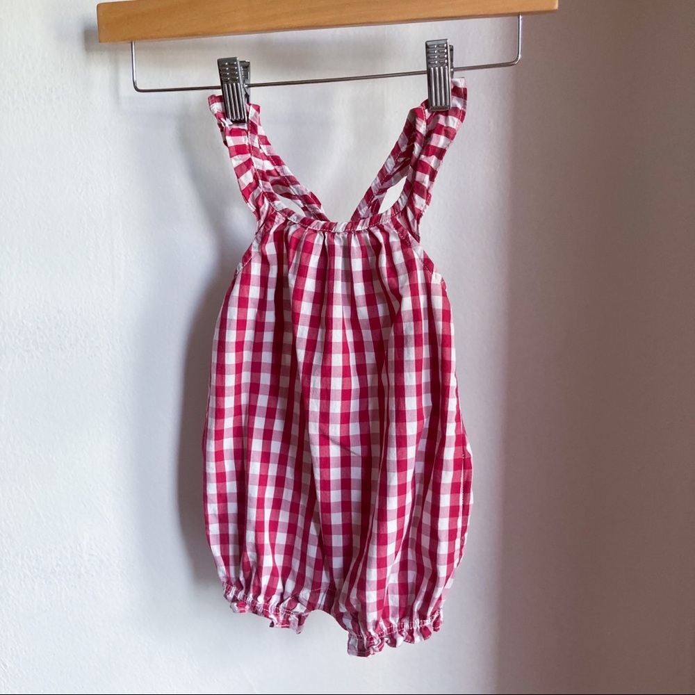 🔴BABY GAP red gingham romper 3-6 months